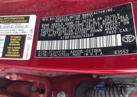 2017 Toyota Camry Se z USA, uszkodzony, nr VIN 4T1BF1FKXHU793846